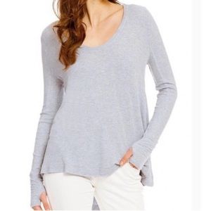 Free People We The Free Thermal Waffle Knit Gray Thumb Holes Flowy Shirt